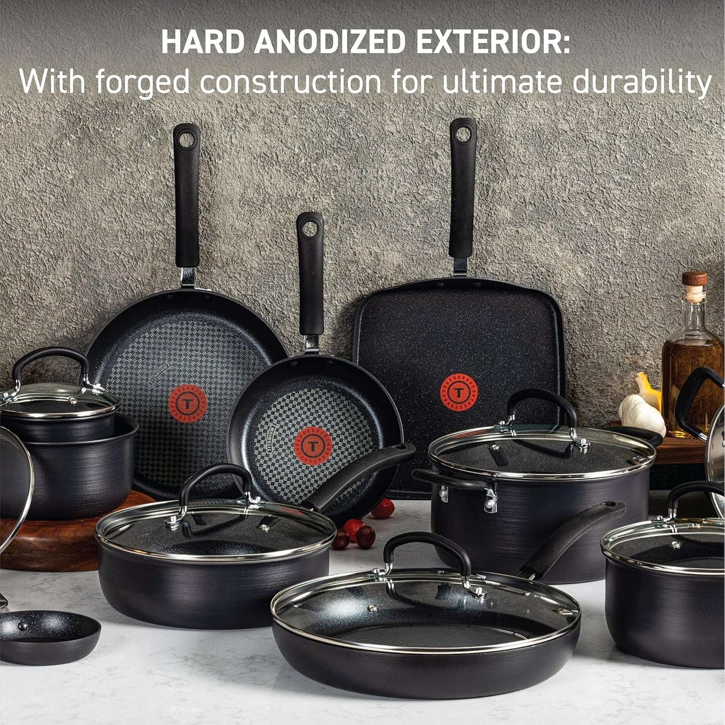 14 Piece Hard Anodized Nonstick Cookware Set Pots Pans Fry Pans and Dutch Oven