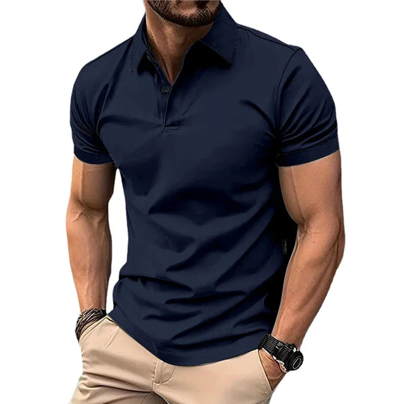 Solid Color Polo Shirt Summer