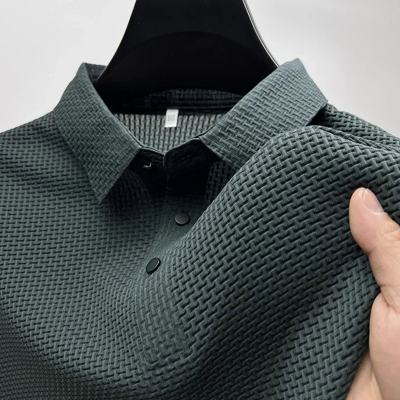 New Men's Lop-up Hollow Short-sleeved Polo Shirt Ice Silk