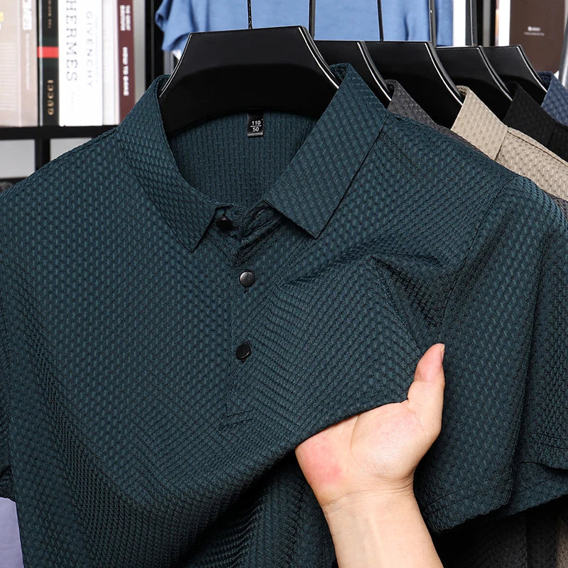 Men's Short Sleeve Top summer Ice Silk Breathable Polo T-shirts
