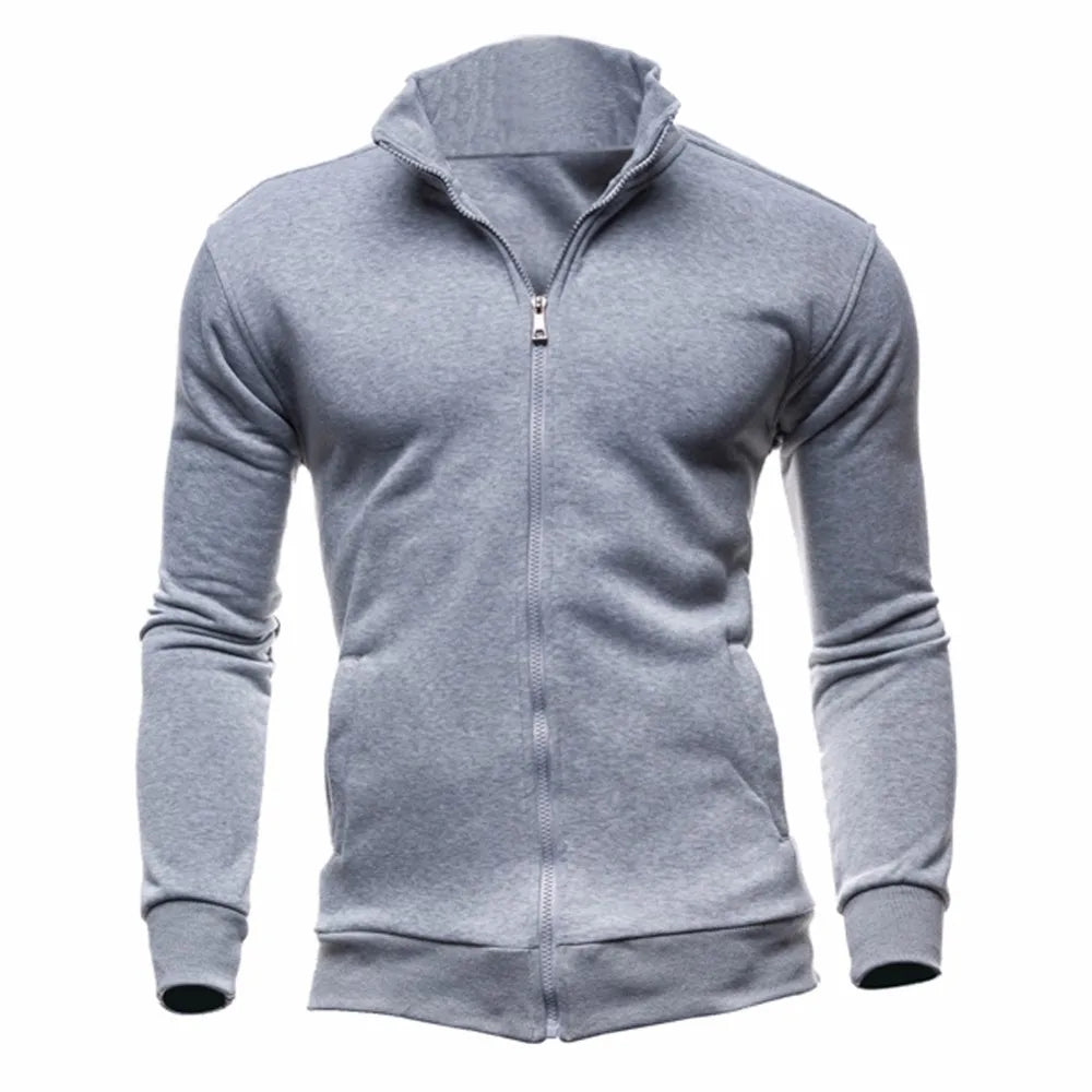 Men's Hooded Zipper Jacket Slim Fit Warm Coat
