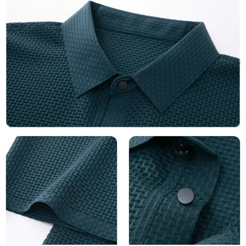 New Men's Lop Up Hollow Short Sleeved Polo Shirt Ice Silk