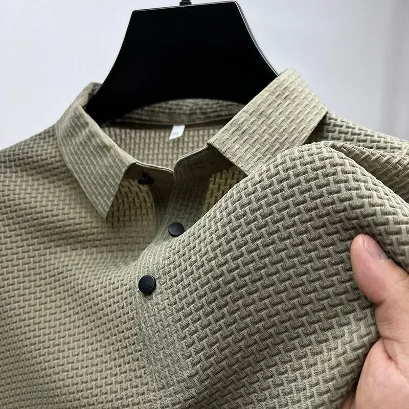 New Men's Lop-up Hollow Short-sleeved Polo Shirt Ice Silk