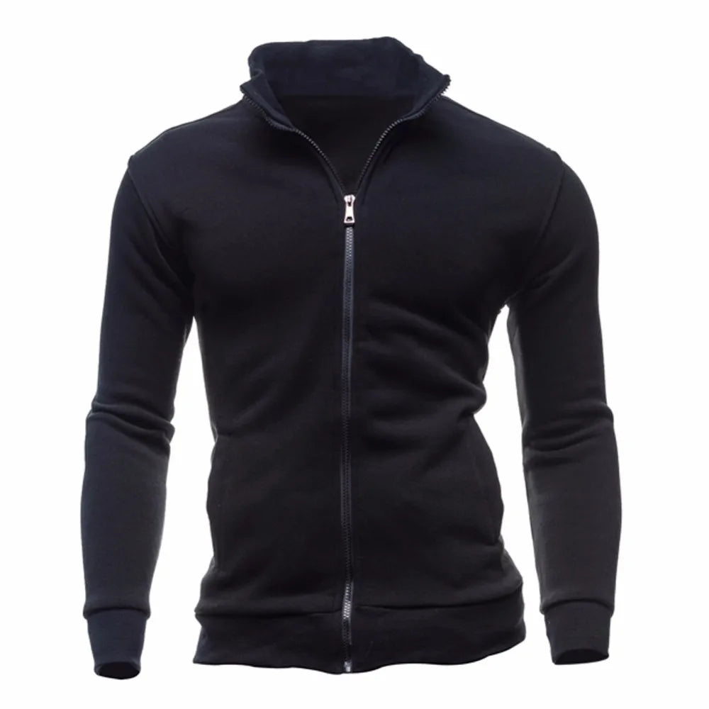 Men's Hooded Zipper Jacket Slim Fit Warm Coat