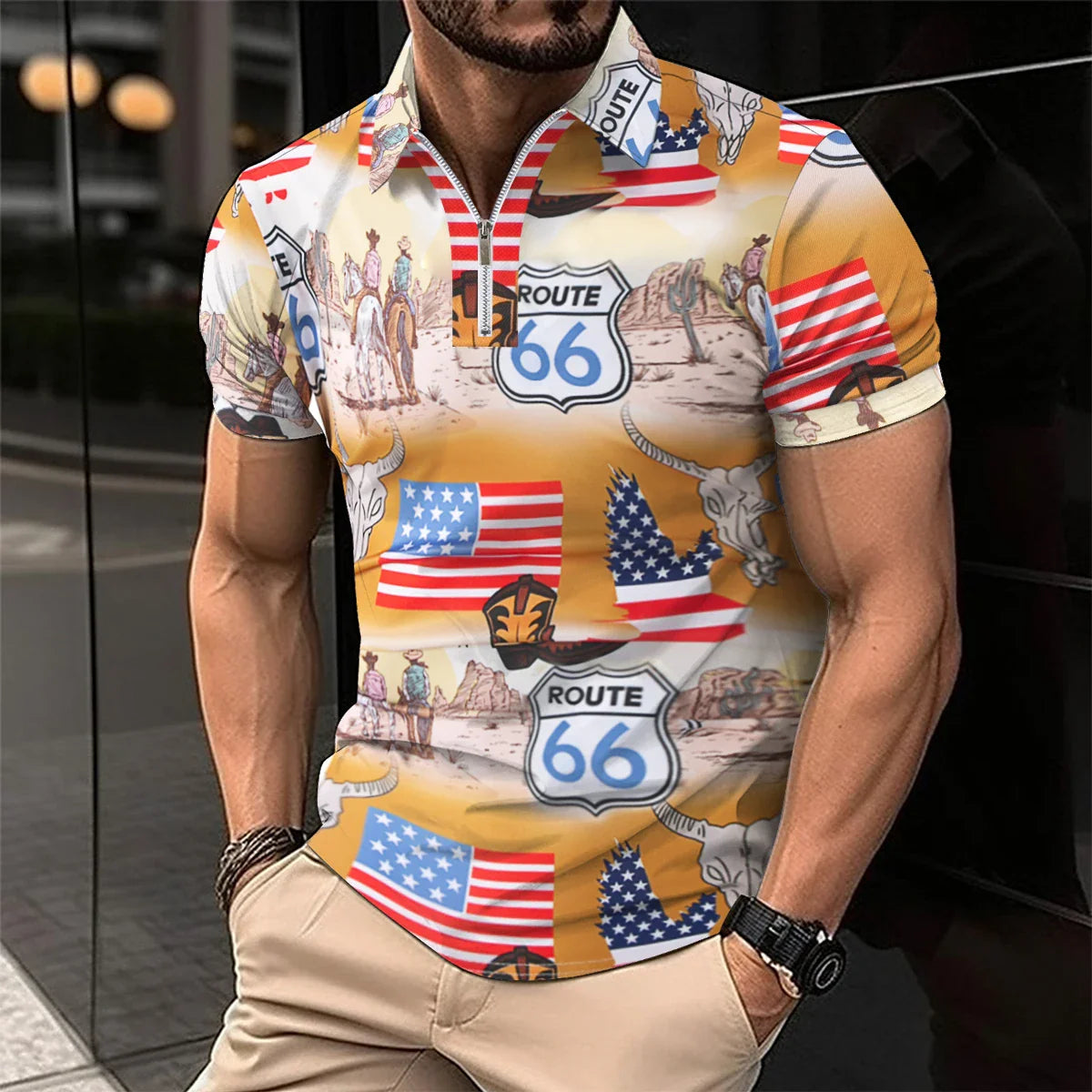 Trendy Short Sleeve Polo Shirt