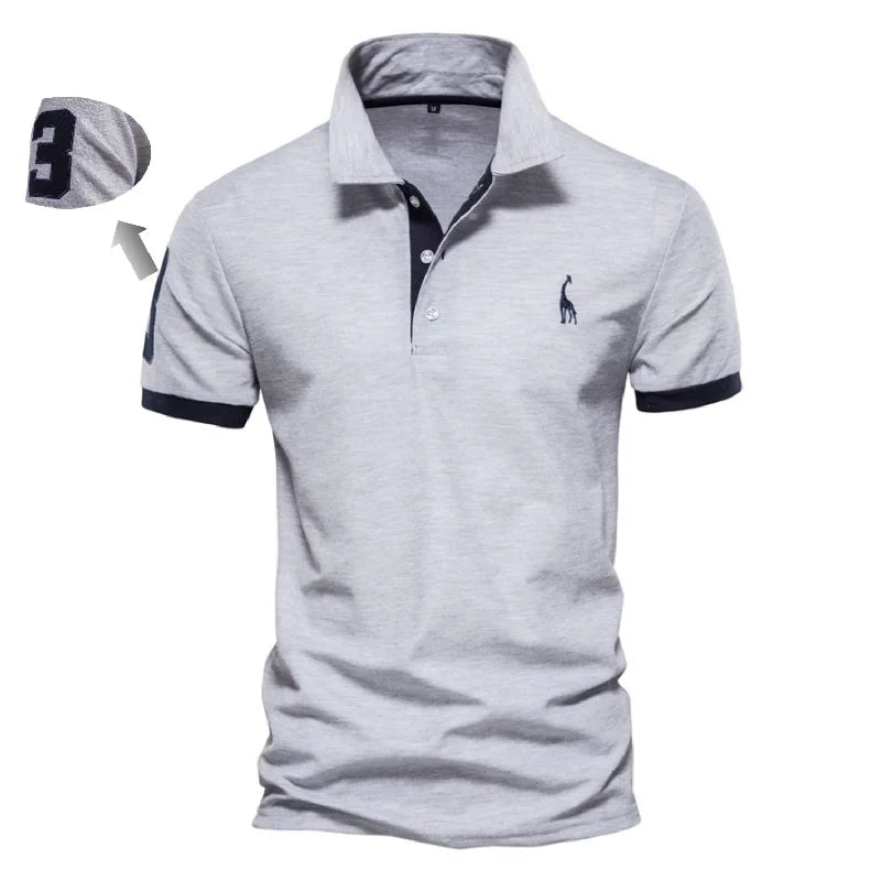 Cotton Polo Shirts for Men Casual Solid Color Slim Fit