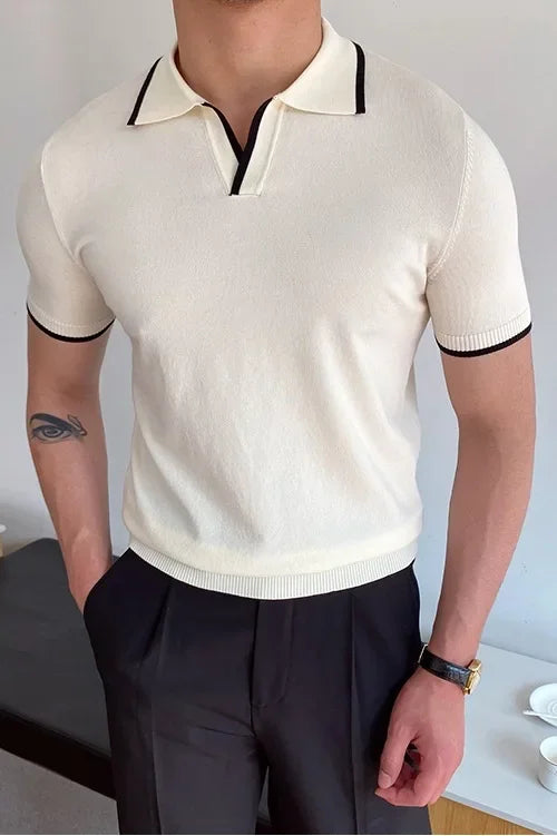 Slim Fit Elbow Sleeved Polo Shirt