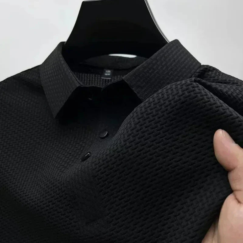 New Men's Lop Up Hollow Short Sleeved Polo Shirt Ice Silk