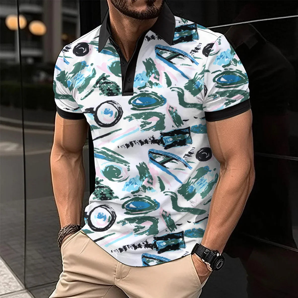 Trendy Short Sleeve Polo Shirt