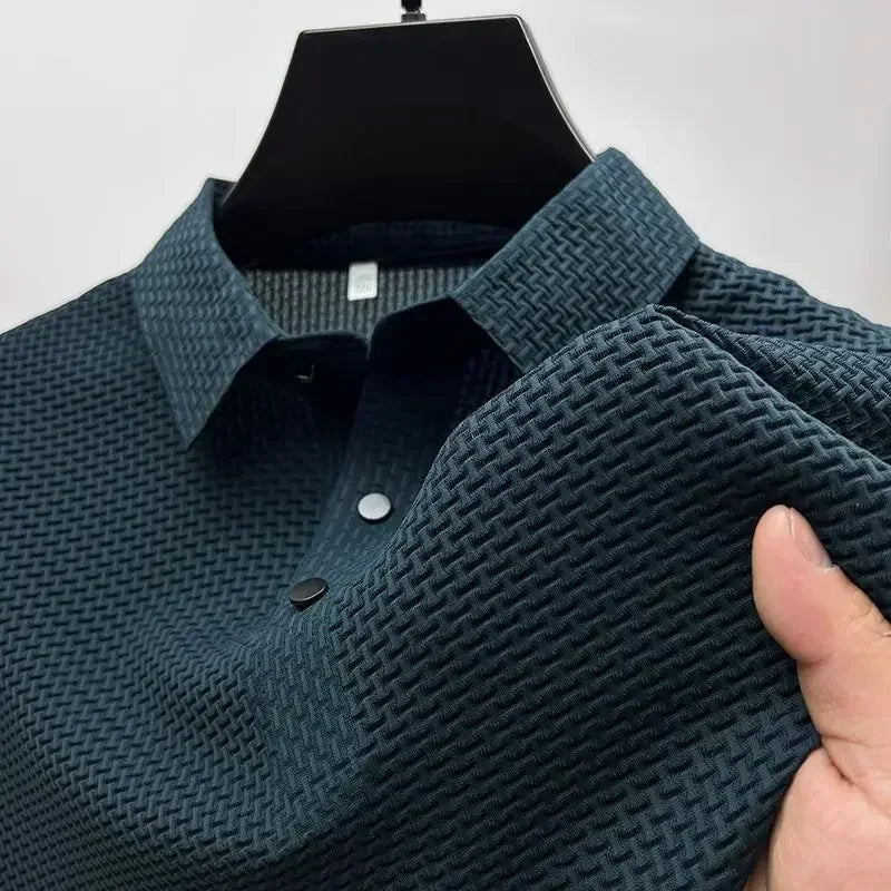 New Men's Lop-up Hollow Short-sleeved Polo Shirt Ice Silk