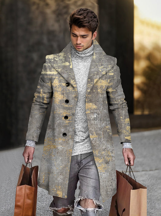 Men's Geometric Print Mid-length Coat