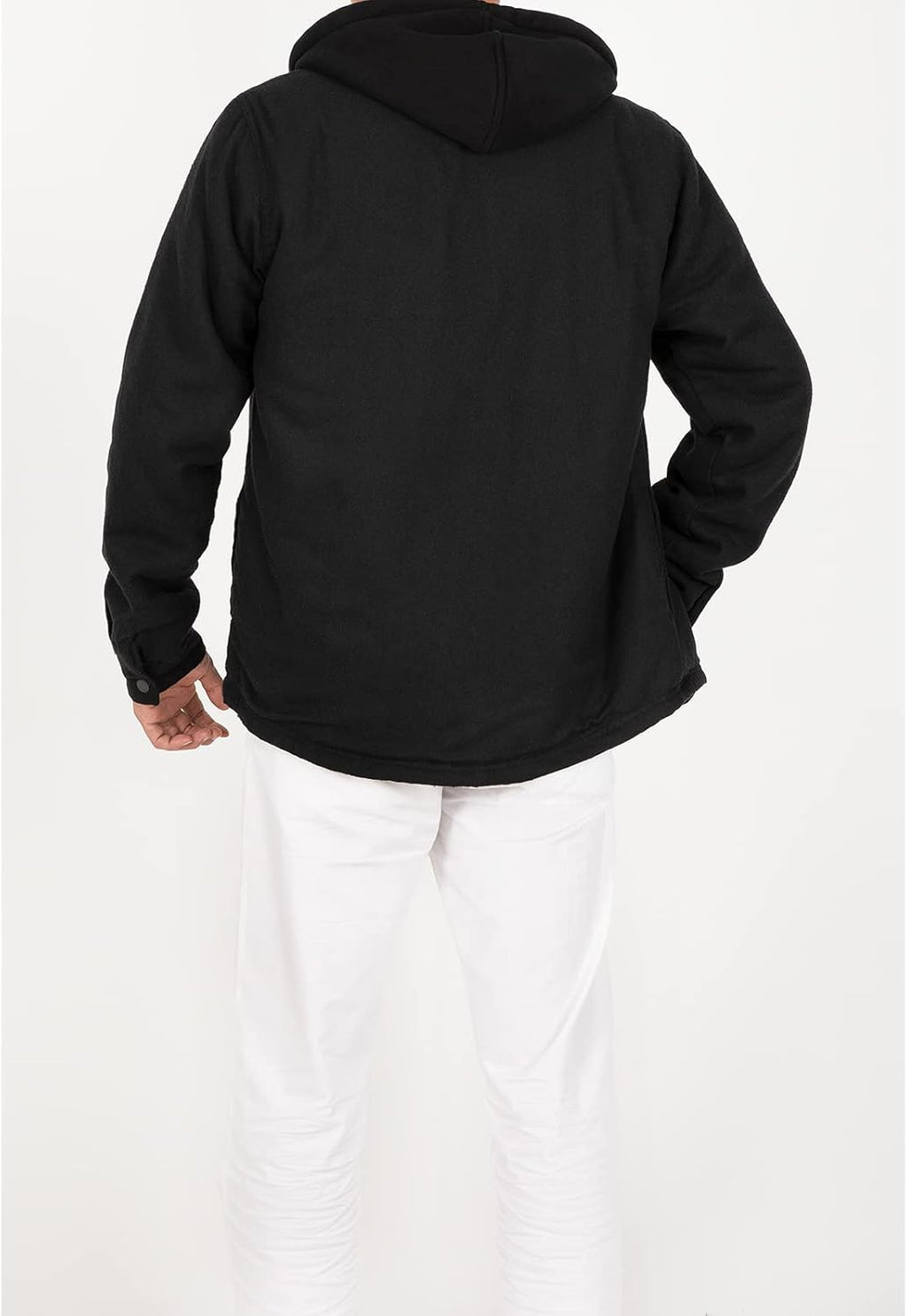 Men's Sherpa Lined Full Zip Hooded Plaid Shirt Jacket