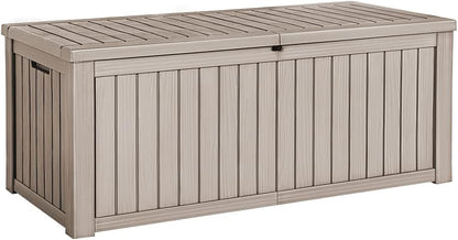 100 Gallon Large Resin Deck Box Waterproof Lockable Outdoor Storage Black