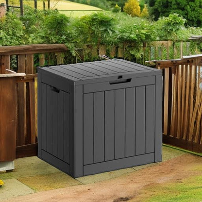 100 Gallon Resin Deck Box Lockable Waterproof Outdoor Storage Black