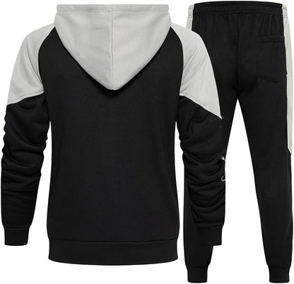 Full-Zip Jogging Sweatpants 2 Piece Patchwork Sportsuits