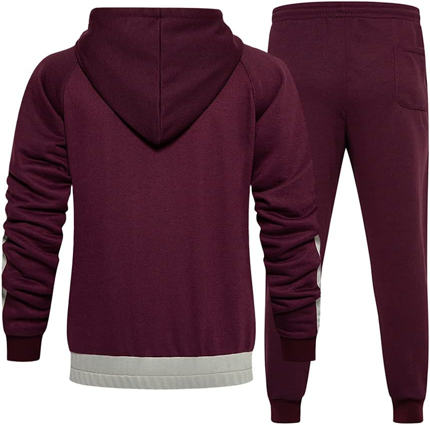 Full-Zip Jogging Sweatpants 2 Piece Patchwork Sportsuits