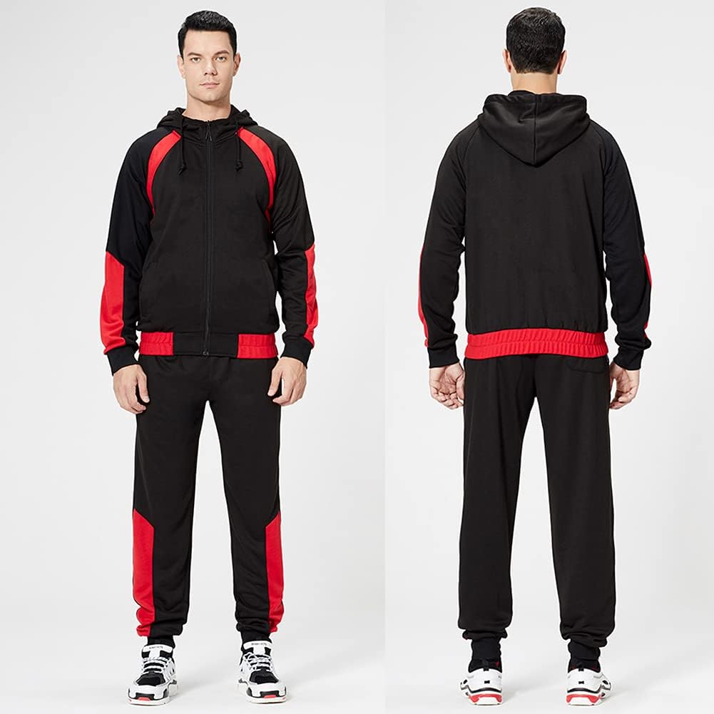 Full-Zip Jogging Sweatpants 2 Piece Patchwork Sportsuits