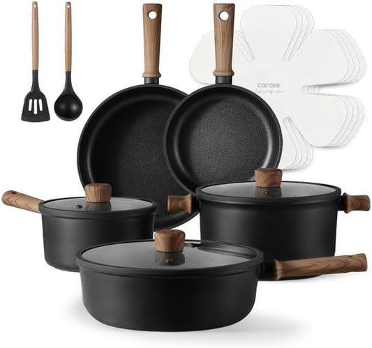 16 Piece Nonstick Pots and Pans Set Induction Compatible Kitchen Cookware