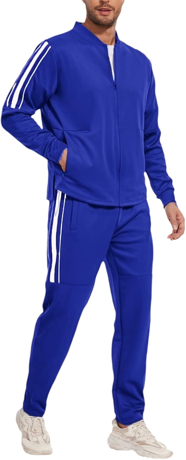 2 Piece Casual Sweat Jogging Suit Set Athletic Full Zip Hoodies
