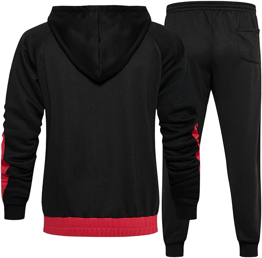 Full-Zip Jogging Sweatpants 2 Piece Patchwork Sportsuits