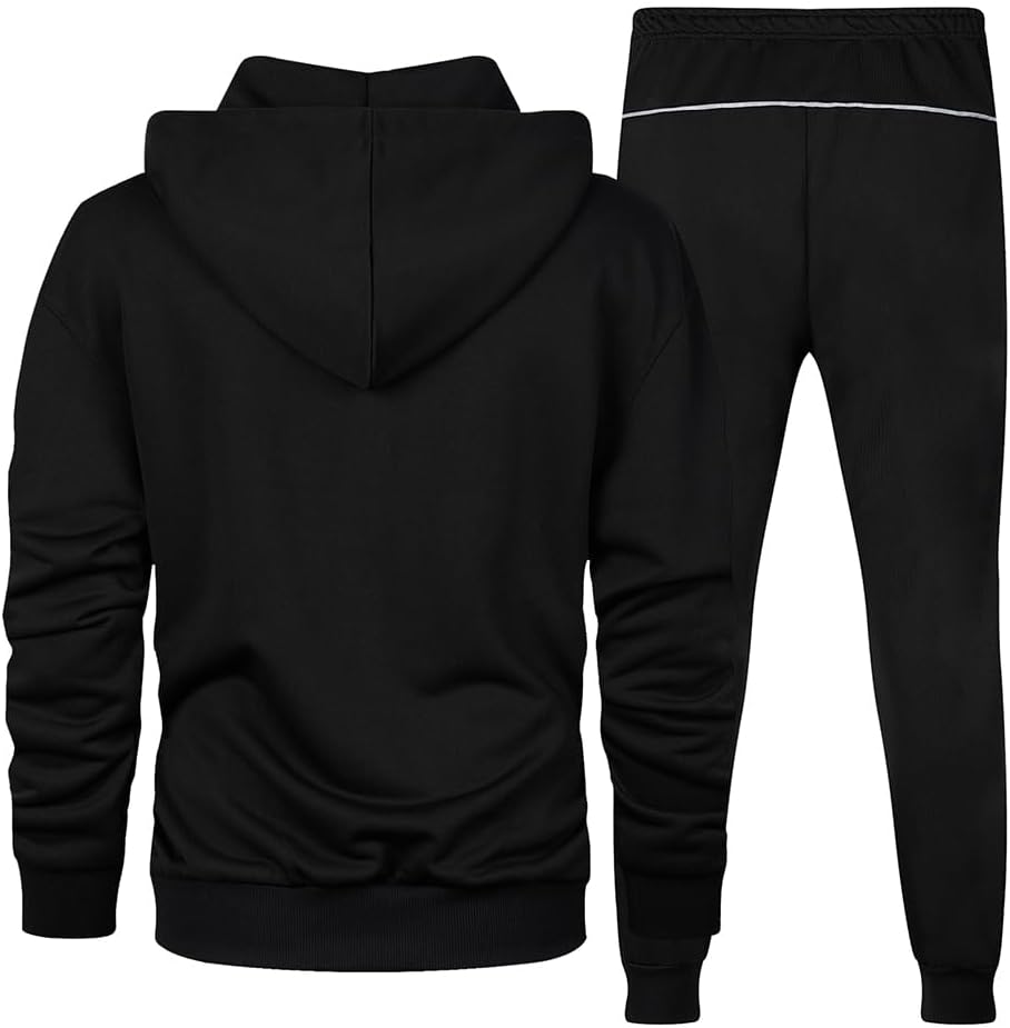 Full-Zip Jogging Sweatpants 2 Piece Patchwork Sportsuits