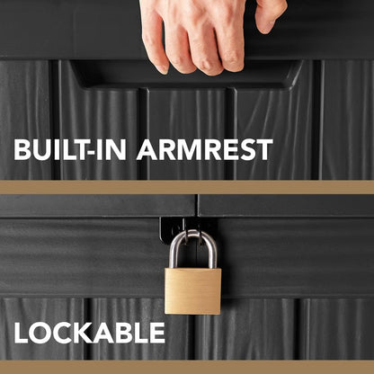 100 Gallon Large Resin Deck Box Waterproof Lockable Outdoor Storage Black