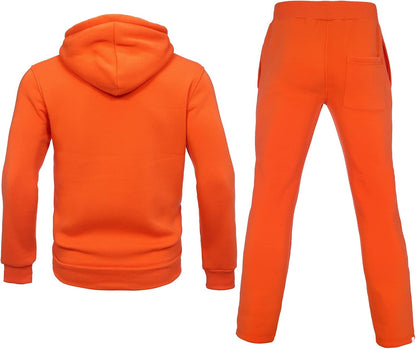 2 Piece Casual Sweat Jogging Suit Set Athletic Full Zip Hoodies