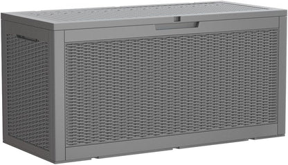 100 Gallon Large Resin Deck Box Waterproof Lockable Outdoor Storage Black