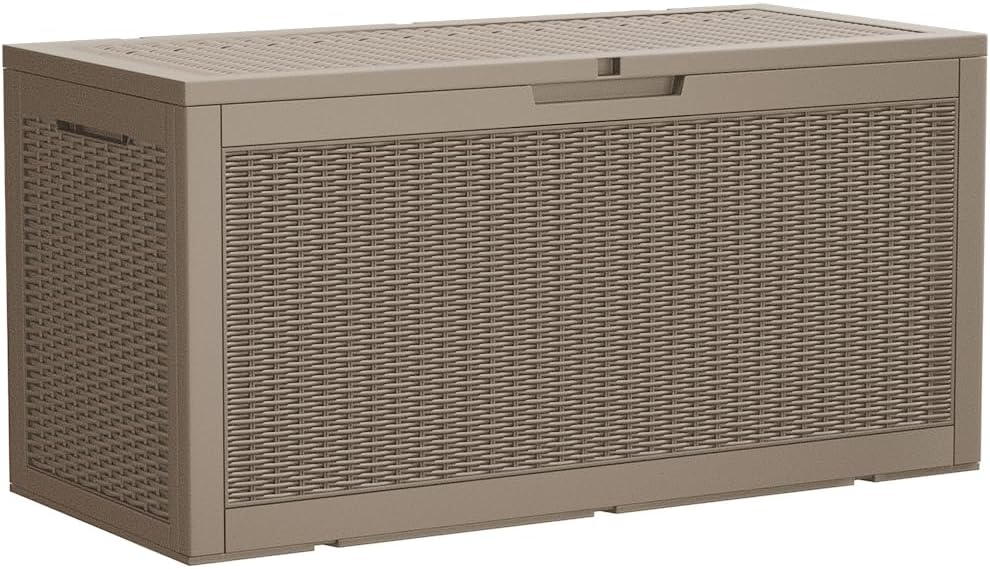 100 Gallon Large Resin Deck Box Waterproof Lockable Outdoor Storage Black