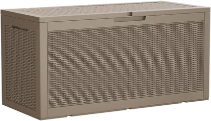 100 Gallon Large Resin Deck Box Waterproof Lockable Outdoor Storage Black