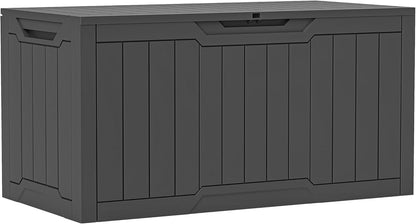 100 Gallon Resin Deck Box Weather Resistant Lockable Outdoor Storage Taupe