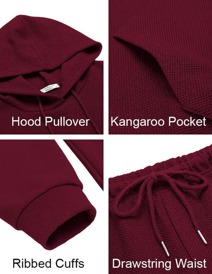 Men's Tracksuits 2 Pieces Waffle Hoodies Jogging Suit Set