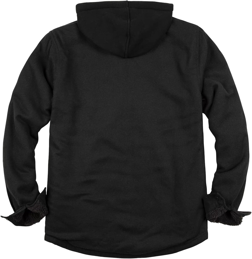 Men's Sherpa Lined Full Zip Hooded Plaid Shirt Jacket