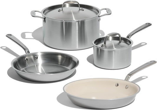 10 Piece Stainless Steel Cookware Set Frying Pans Saucepans Saucier Stock Pot