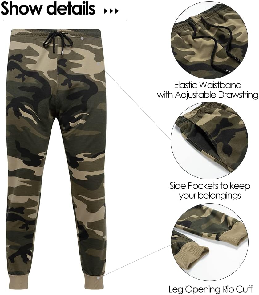 2 Piece Casual Tracksuits Camo Hoodie Jogging Sweatpants Suit