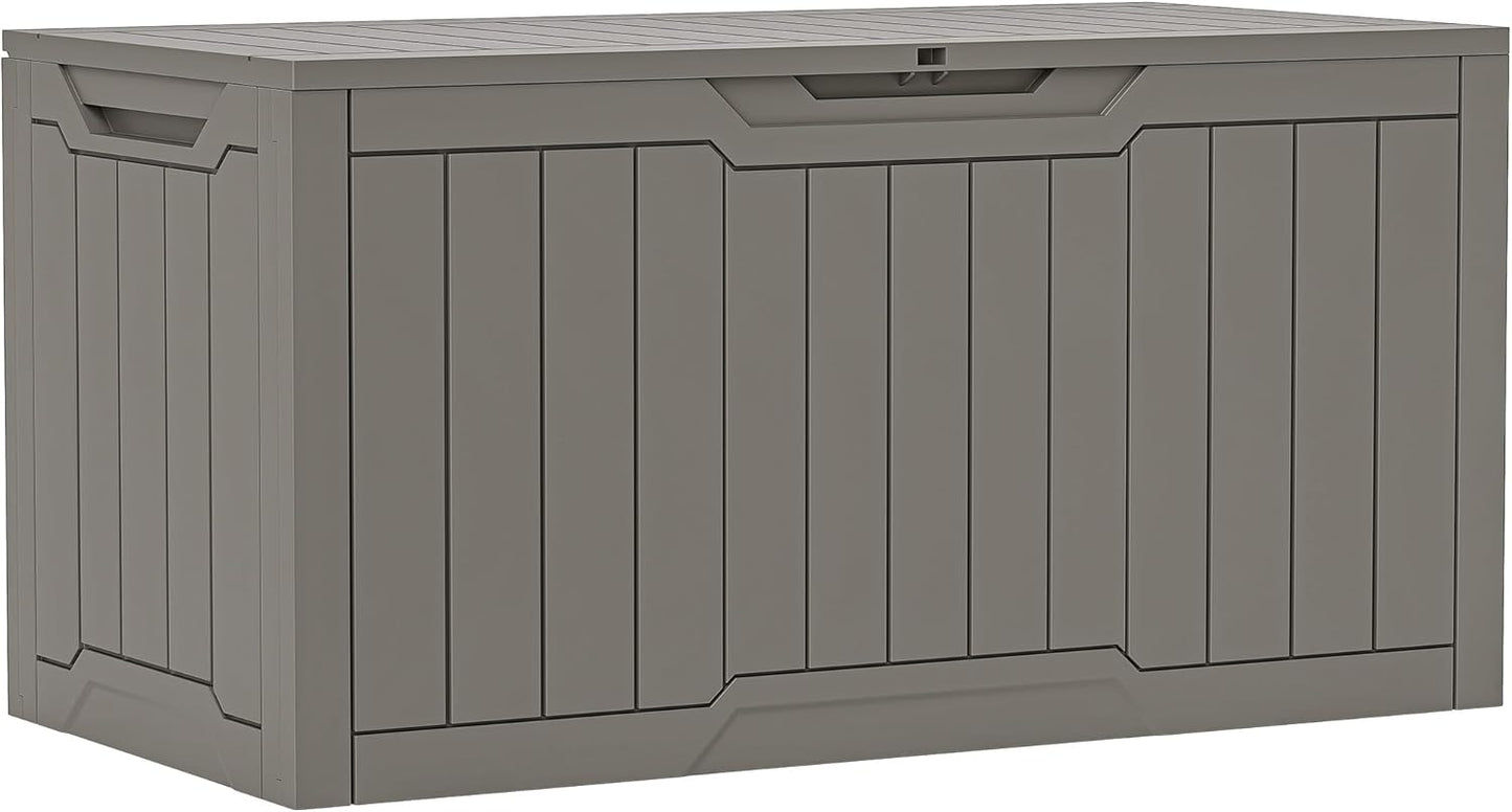 100 Gallon Resin Deck Box Weather Resistant Lockable Outdoor Storage Taupe