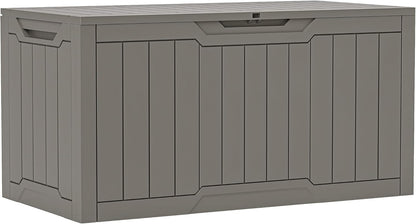 100 Gallon Resin Deck Box Weather Resistant Lockable Outdoor Storage Taupe