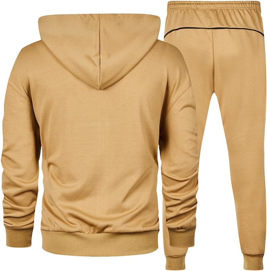 Full-Zip Jogging Sweatpants 2 Piece Patchwork Sportsuits