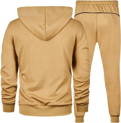 Full-Zip Jogging Sweatpants 2 Piece Patchwork Sportsuits