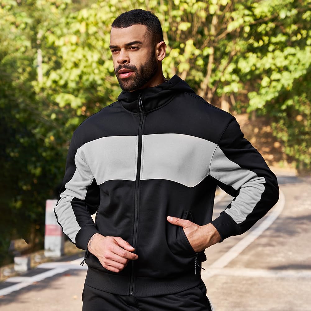 Full-Zip Jogging Sweatpants 2 Piece Patchwork Sportsuits