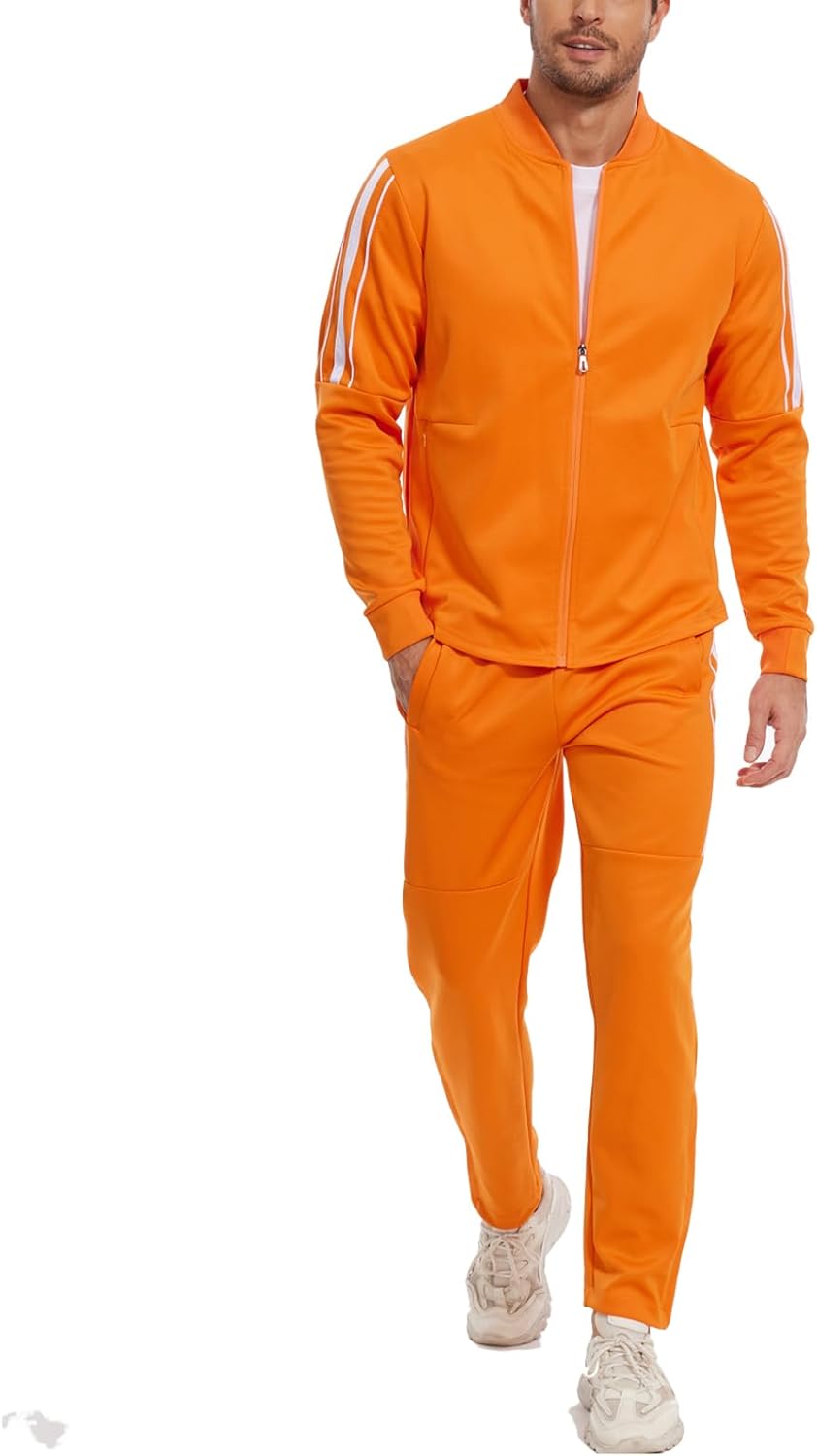 2 Piece Casual Sweat Jogging Suit Set Athletic Full Zip Hoodies