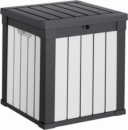 100 Gallon Resin Deck Box Lockable Waterproof Outdoor Storage Black