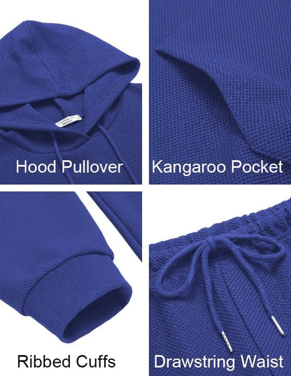 Men's Tracksuits 2 Pieces Waffle Hoodies Jogging Suit Set