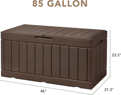 100 Gallon Large Resin Deck Box Waterproof Lockable Outdoor Storage Black