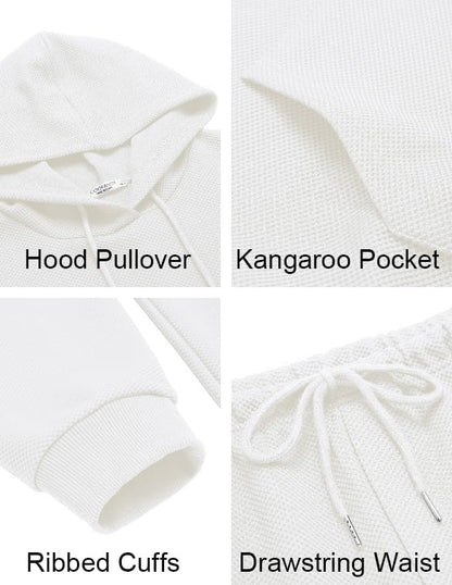 Men's Tracksuits 2 Pieces Waffle Hoodies Jogging Suit Set
