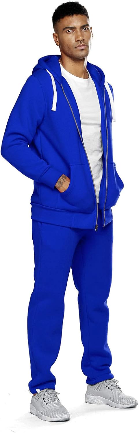 2 Piece Casual Sweat Jogging Suit Set Athletic Full Zip Hoodies