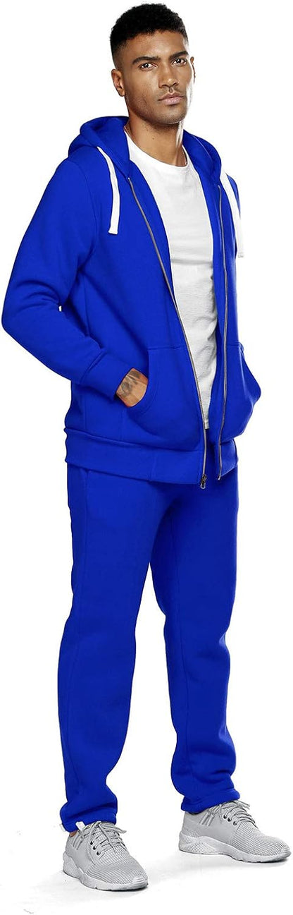 2 Piece Casual Sweat Jogging Suit Set Athletic Full Zip Hoodies