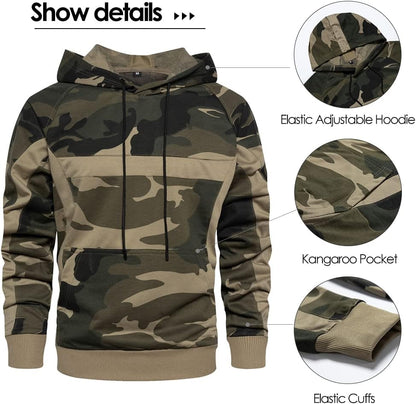 2 Piece Casual Tracksuits Camo Hoodie Jogging Sweatpants Suit