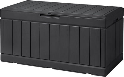 100 Gallon Large Resin Deck Box Waterproof Lockable Outdoor Storage Black