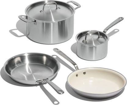 10 Piece Stainless Steel Cookware Set Frying Pans Saucepans Saucier Stock Pot